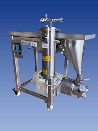 The ROSS Model HSM-405SC-25 Inline High Shear Mixer with Solids/Liquid Injection Manifold (SLIM) Technology.