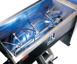 Ross ribbon blenders are fabricated from thick, high-quality stainless steel wetted parts, in sizes ranging from &frac12;-ft3 to 1,000-ft3 working capacity.