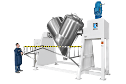 Ross tumble blenders come standard with safety railings and limit switches, preventing operation of the blender when the gate is open. Optional safety light curtains, automated valves and purged control panels can be supplied. Ross tumble blenders come standard with safety railings and limit switches, preventing operation of the blender when the gate is open. Optional safety light curtains, automated valves and purged control panels can be supplied.