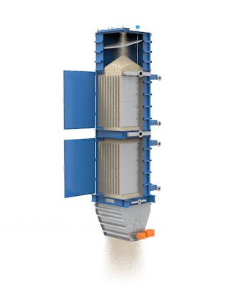 The proper mechanical design of a vertical plate moving bed heat exchanger is crucial to ensure uniform mass flow. In some applications, that could require the strategic distribution of air within the banks of plates and/or the addition of a screen in the inlet hopper.