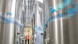 In typical clean-in-place systems, a water supply line and cleaning supply tanks send process fluid into a batch tank according to a cleaning protocol. Without sensors and analytics, there is no way to track how much process fluid is used. In typical clean-in-place systems, a water supply line and cleaning supply tanks send process fluid into a batch tank according to a cleaning protocol. Without sensors and analytics, there is no way to track how much process fluid is used.