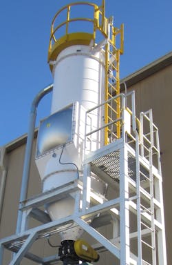 Figure 1: Where an explosion hazard exists, filter receivers used in dilute phase pneumatic conveying require explosion protection and isolation.