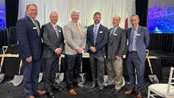 As lead automation supplier, Emerson joined the Golden Triangle Polymers Project groundbreaking, a Chevron Phillips Chemical and QatarEnergy joint venture. Pictured from left to right are Joe Herink, president and CEO of Scallon Controls, Ron Martin, president Americas for Emerson’s global sales, Keven Dunphy, vice president and general manager of Emerson’s measurement solutions business, Ron Mitchel, project director for the Golden Triangle Project with Emerson’s process systems and solutions business, Dave Godard, project director of the Golden Triangle Project for Chevron Phillips Chemical and Liam Hurley, vice president North America for Emerson’s process systems and solutions business. As lead automation supplier, Emerson joined the Golden Triangle Polymers Project groundbreaking, a Chevron Phillips Chemical and QatarEnergy joint venture. Pictured from left to right are Joe Herink, president and CEO of Scallon Controls, Ron Martin, president Americas for Emerson’s global sales, Keven Dunphy, vice president and general manager of Emerson’s measurement solutions business, Ron Mitchel, project director for the Golden Triangle Project with Emerson’s process systems and solutions business, Dave Godard, project director of the Golden Triangle Project for Chevron Phillips Chemical and Liam Hurley, vice president North America for Emerson’s process systems and solutions business.