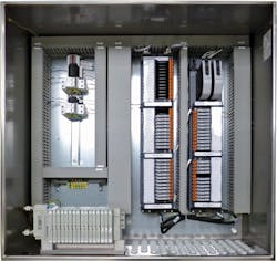 The Electronic Marshalling Cabinet with 580 CHARM node and valve manifold saves labor costs and setup time while also reducing wiring and cabinet size. The Electronic Marshalling Cabinet with 580 CHARM node and valve manifold saves labor costs and setup time while also reducing wiring and cabinet size.