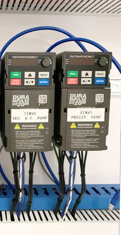 Figure 1: Even general-purpose VFDs, like the Automation Direct DURApulse GS20 family, include advanced features like sensorless vector control and torque control modes. More capable models, like the WEG CFW500, include these capabilities, and add other features, like encoder support and flux vector control mode which allows 100% torque at zero speed. Figure 1: Even general-purpose VFDs, like the Automation Direct DURApulse GS20 family, include advanced features like sensorless vector control and torque control modes. More capable models, like the WEG CFW500, include these capabilities, and add other features, like encoder support and flux vector control mode which allows 100% torque at zero speed.