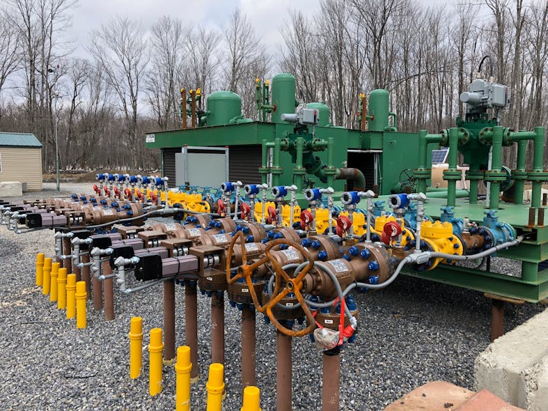 Seneca&rsquo;s twelve flowlines connect individual wells from the wellhead and bulk test units.
