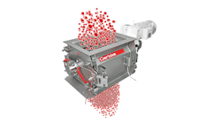 This Gericke Nibbler lump breaker automatically cuts agglomerated powders, frozen chunks and other bulk materials down to as small as 1 millimeter in size without generating high heat or excessive fines. This Gericke Nibbler lump breaker automatically cuts agglomerated powders, frozen chunks and other bulk materials down to as small as 1 millimeter in size without generating high heat or excessive fines.