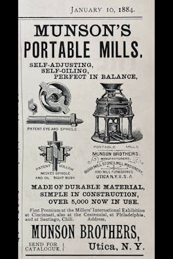 Munson Portable Mill advertisement circa 1884.