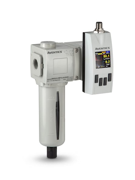 Much more than a flow meter, the AVENTICS AF2 flow sensor from Emerson continually monitors pneumatic systems in real time and helps operators detect and address early-stage leaks.