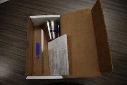 Figure 2: Simple test kits such as the one shown here offer a convenient and reliable method for measuring material density before blending. Figure 2: Simple test kits such as the one shown here offer a convenient and reliable method for measuring material density before blending.