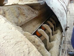 Dust and spillage clogs idlers, requiring them to be replaced and raising the cost of operation. Dust and spillage clogs idlers, requiring them to be replaced and raising the cost of operation.