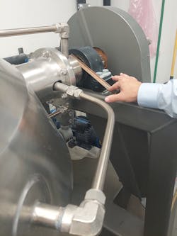 Properly placed static control contactors allow blenders to mix more efficiently and stop powders from “ratholing” or layering the vessel walls due to electrostatic charge buildup. Properly placed static control contactors allow blenders to mix more efficiently and stop powders from “ratholing” or layering the vessel walls due to electrostatic charge buildup.