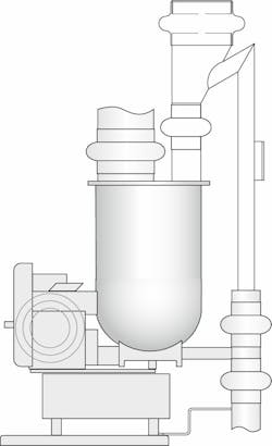 Figure 1: Screw feeder with traditional mechanical pressure compensation on both the hopper inlet and feeder discharge.
