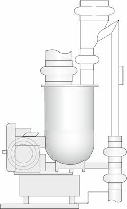 Figure 1: Screw feeder with traditional mechanical pressure compensation on both the hopper inlet and feeder discharge. Figure 1: Screw feeder with traditional mechanical pressure compensation on both the hopper inlet and feeder discharge.