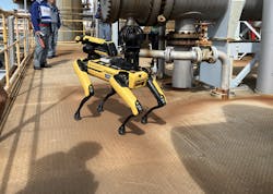 With a view to having robots perform plant inspections and maintenance in the future, Cosmo Oil and Yokogawa are conducting a proof-of concept test using a quadruped walking robot at Cosmo Oil's Yokkaichi Refinery. With a view to having robots perform plant inspections and maintenance in the future, Cosmo Oil and Yokogawa are conducting a proof-of concept test using a quadruped walking robot at Cosmo Oil's Yokkaichi Refinery.