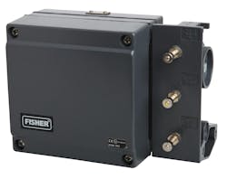 Figure 1: Electro-pneumatic valve controllers were introduced in the 1970s (Fisher 3582i shown), initially measuring the valve position via a mechanical linkage connected to the valve stem.