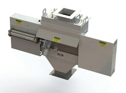 Figure 3: By taking a cross section of grain, granules, or flakes as it travels down a chute, an automatic cross-cut sampler can obtain representation of an entire vertical or inclined product stream without affecting the product characteristics. Figure 3: By taking a cross section of grain, granules, or flakes as it travels down a chute, an automatic cross-cut sampler can obtain representation of an entire vertical or inclined product stream without affecting the product characteristics.