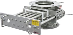 Drawer-in-housing magnets contain a series of magnetic bars that run directly across the material stream, so that the passing material comes into close or direct contact with the magnets, which can capture nearly 100% of ferrous contaminants. Drawer-in-housing magnets contain a series of magnetic bars that run directly across the material stream, so that the passing material comes into close or direct contact with the magnets, which can capture nearly 100% of ferrous contaminants.