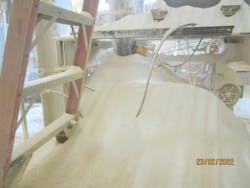 Figure 3: Heavy dust accumulation over a significant time period, with no effort to eliminate or control the obvious hazard. Combustible dust compliance in this case would first involve housekeeping to remove the accumulations, followed by determining what must be done to either prevent or mitigate its reoccurrence. Figure 3: Heavy dust accumulation over a significant time period, with no effort to eliminate or control the obvious hazard. Combustible dust compliance in this case would first involve housekeeping to remove the accumulations, followed by determining what must be done to either prevent or mitigate its reoccurrence.