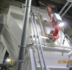 Figure 15: This indoor dust collector features an explosion suppression system to mitigate the effects of a dust ignition event.