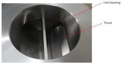 Figure 2: Close-up of airlock inlet showing throat. Figure 2: Close-up of airlock inlet showing throat.