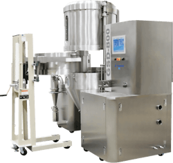 FREUND GSD-800 Spray Dryer with Extension for small particle generation at pilot scale.