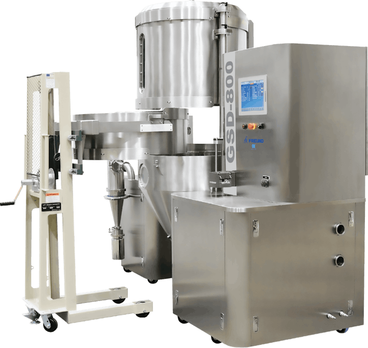FREUND GSD-800 Spray Dryer with Extension for small particle generation at pilot scale.