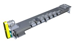 Screw conveyors require hanger bearings to be installed every ten feet or so to support the screw shaft and maintain a gap between the screw and the trough. Screw conveyors require hanger bearings to be installed every ten feet or so to support the screw shaft and maintain a gap between the screw and the trough.