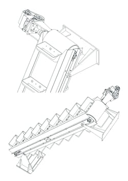 Figure 2: Most bucket elevators are unidirectional, moving material only in the vertical direction. Figure 2: Most bucket elevators are unidirectional, moving material only in the vertical direction.
