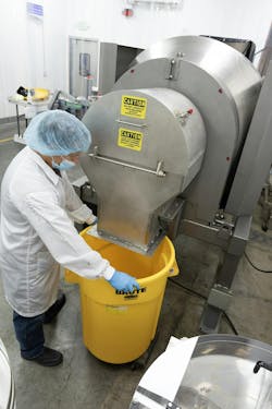 The rotary batch mixer loads, blends, and discharges from a stationary outlet in about 15 minutes. The rotary batch mixer loads, blends, and discharges from a stationary outlet in about 15 minutes.