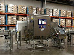 A Mettler-Toledo X37 x-ray system inspecting canned products at Keystone Meats. A Mettler-Toledo X37 x-ray system inspecting canned products at Keystone Meats.