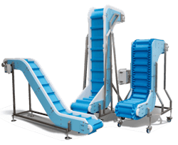 The DynaClean conveyor system includes a full washdown design compliant with NSF, FDA, USDA and BISCC standards, with an optional 3-A sanitary design. The DynaClean conveyor system includes a full washdown design compliant with NSF, FDA, USDA and BISCC standards, with an optional 3-A sanitary design.