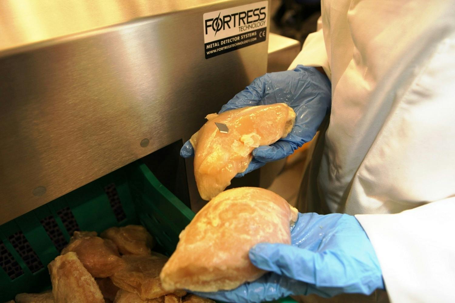 Metal is the most likely contaminant to be introduced during cutting and deboning poultry products due to the prevalence of automation and stainless steel equipment.