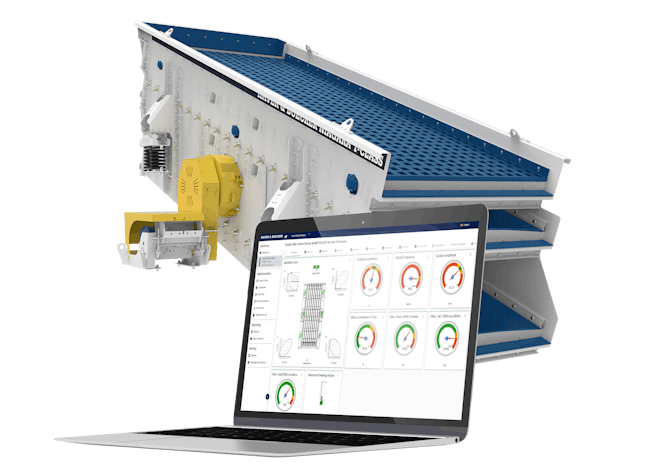 Condition monitoring systems use modern algorithms and artificial intelligence to monitor the health of the vibrating screens on site by forecasting the equipment’s dynamic condition, predicting necessary maintenance and providing critical downtime alerts.