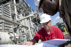 Figure 1: Emerson-trained technicians confirm the correct installation of control valves. Figure 1: Emerson-trained technicians confirm the correct installation of control valves.