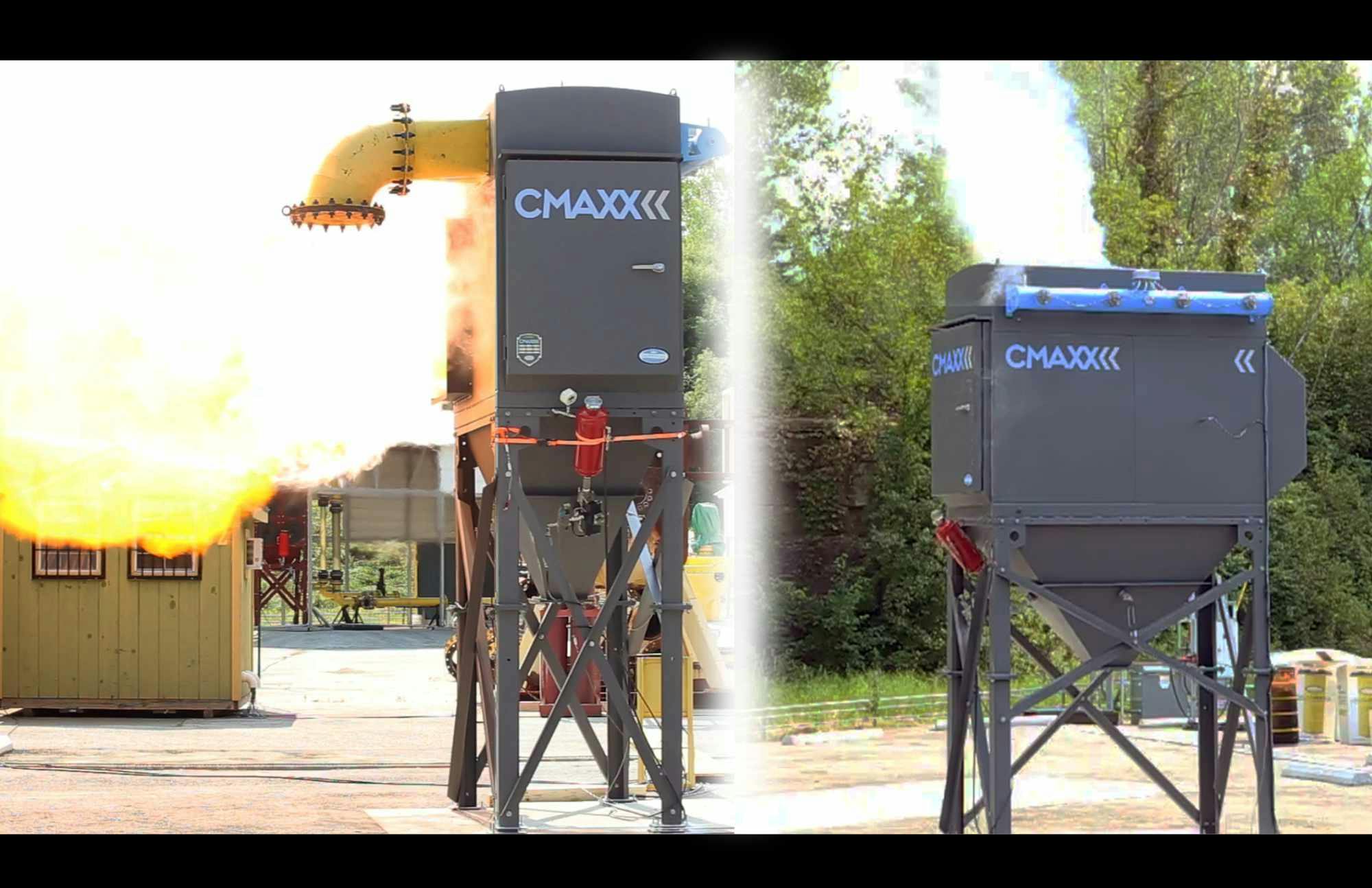 Figure 1: Using a CMAXX dust collector without explosion venting the IDA DeltaMAXX filters contained a flame front with pressures beyond 4 PSI and a deflagration of 185 KST using corn starch.