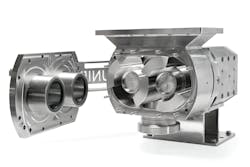 The Unibloc® QuickStrip® FoodFirst™ lobe pump is example of a hygienic pump with an all-stainless-steel interior. The Unibloc® QuickStrip® FoodFirst™ lobe pump is example of a hygienic pump with an all-stainless-steel interior.