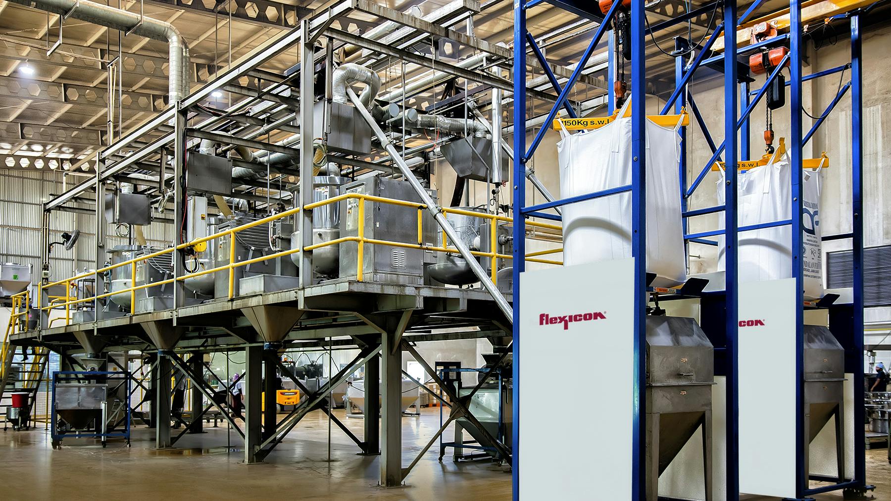 Singabera's twin bulk bag weigh batch dischargers with flexible screw conveyor systems have doubled the company's capacity over previous manual methods.