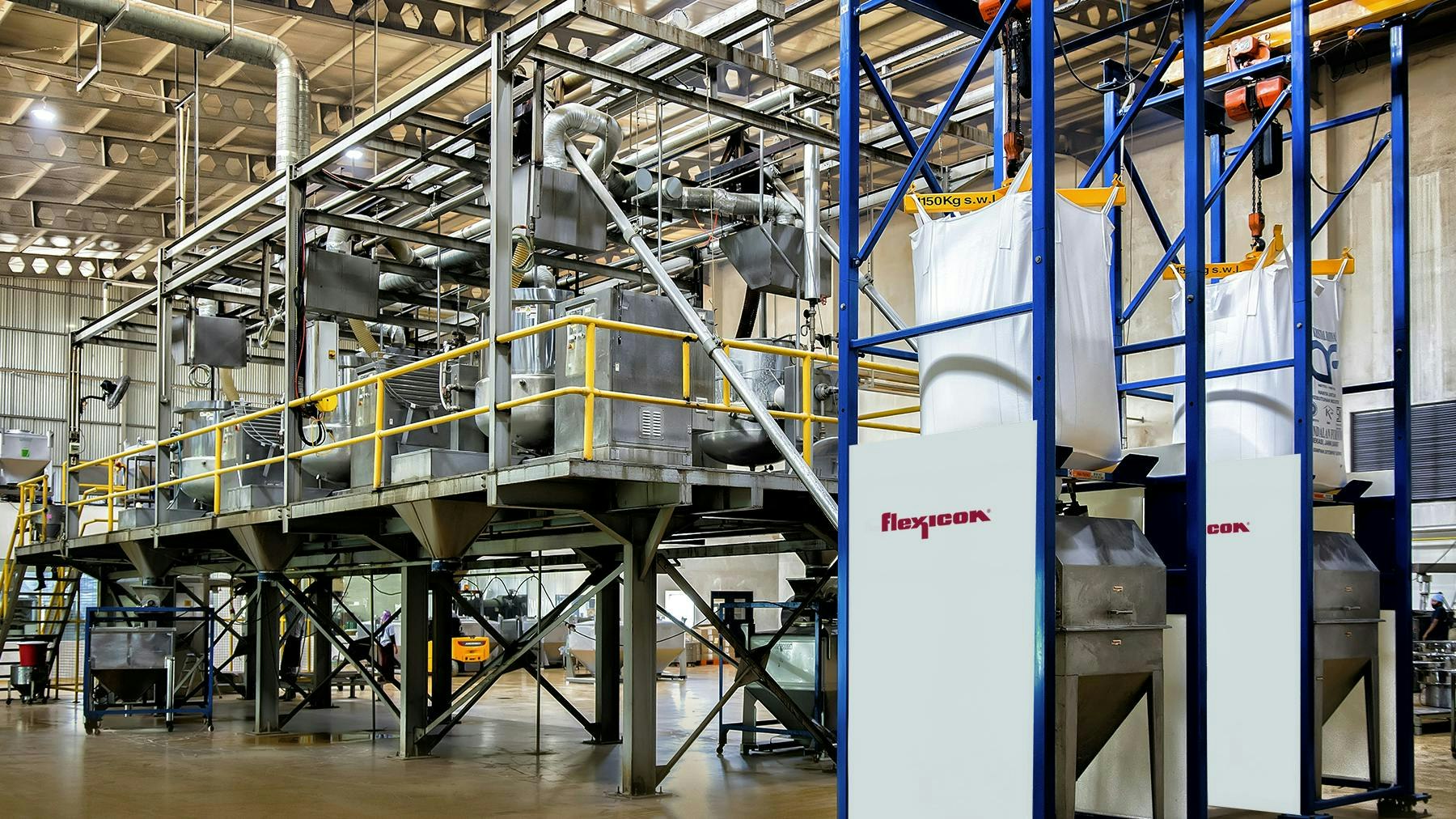 Singabera's twin bulk bag weigh batch dischargers with flexible screw conveyor systems have doubled the company's capacity over previous manual methods.