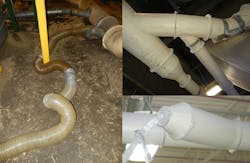 Examples of improper manifolding and duct branch connections Examples of improper manifolding and duct branch connections