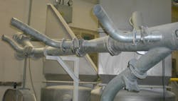 Dust collection ducting with multiple slide gates Dust collection ducting with multiple slide gates