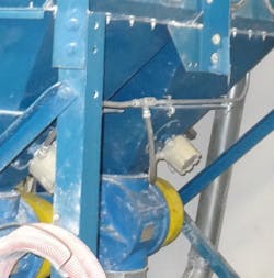 Level sensor on dust collector hopper Level sensor on dust collector hopper