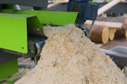 Wood dust falling off conveyor Wood dust falling off conveyor