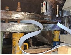 Figure 3: Thermal fusion performed during installation of rPTFE gasket in digester. Figure 3: Thermal fusion performed during installation of rPTFE gasket in digester.