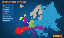 Eriez European sales coverage map Eriez European sales coverage map