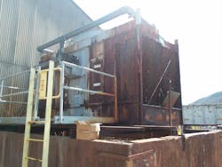 With galvanized metal towers such as this one, you have to be very careful with your water chemistry. If the pH goes above about 8.2, you get what’s called white rust. That eats the galvanized coating right off, leaving bare metal exposed, and corrosion sets in very quickly. With galvanized metal towers such as this one, you have to be very careful with your water chemistry. If the pH goes above about 8.2, you get what’s called white rust. That eats the galvanized coating right off, leaving bare metal exposed, and corrosion sets in very quickly.