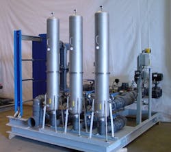 Figure 6. A skid-mounted set of cartridge filters. Figure 6. A skid-mounted set of cartridge filters.