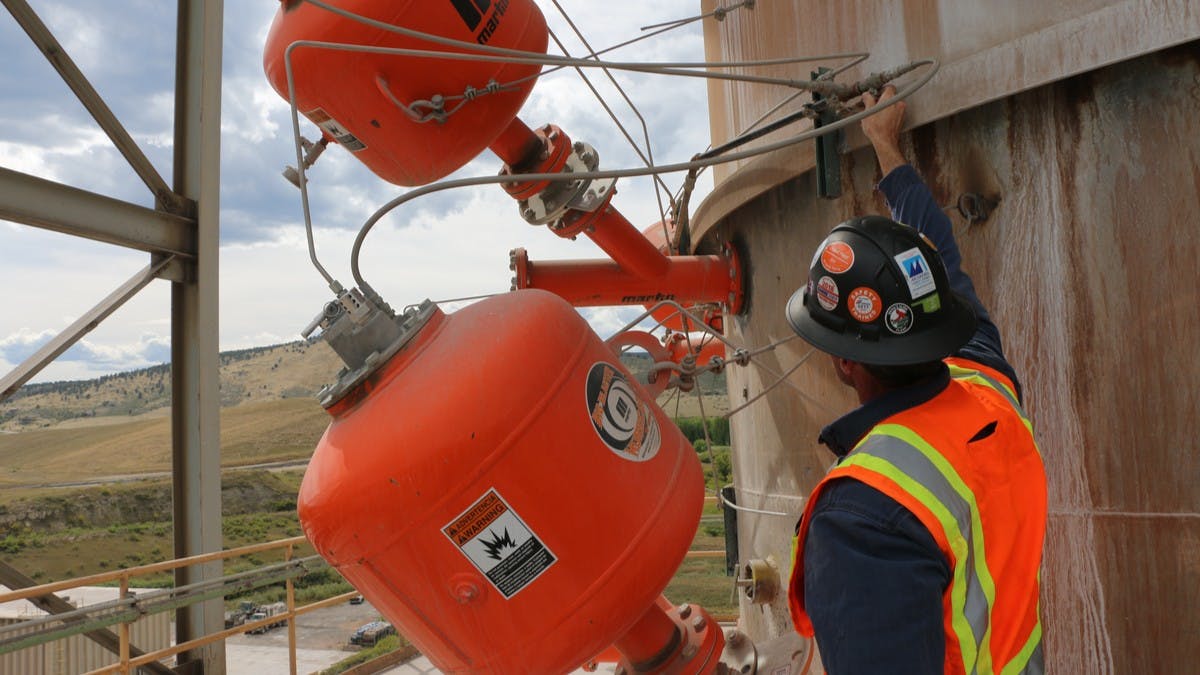 Person near air cannons