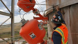 Person near air cannons Person near air cannons