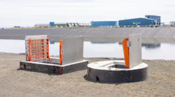 A pumping system with storage ponds. A pumping system with storage ponds.